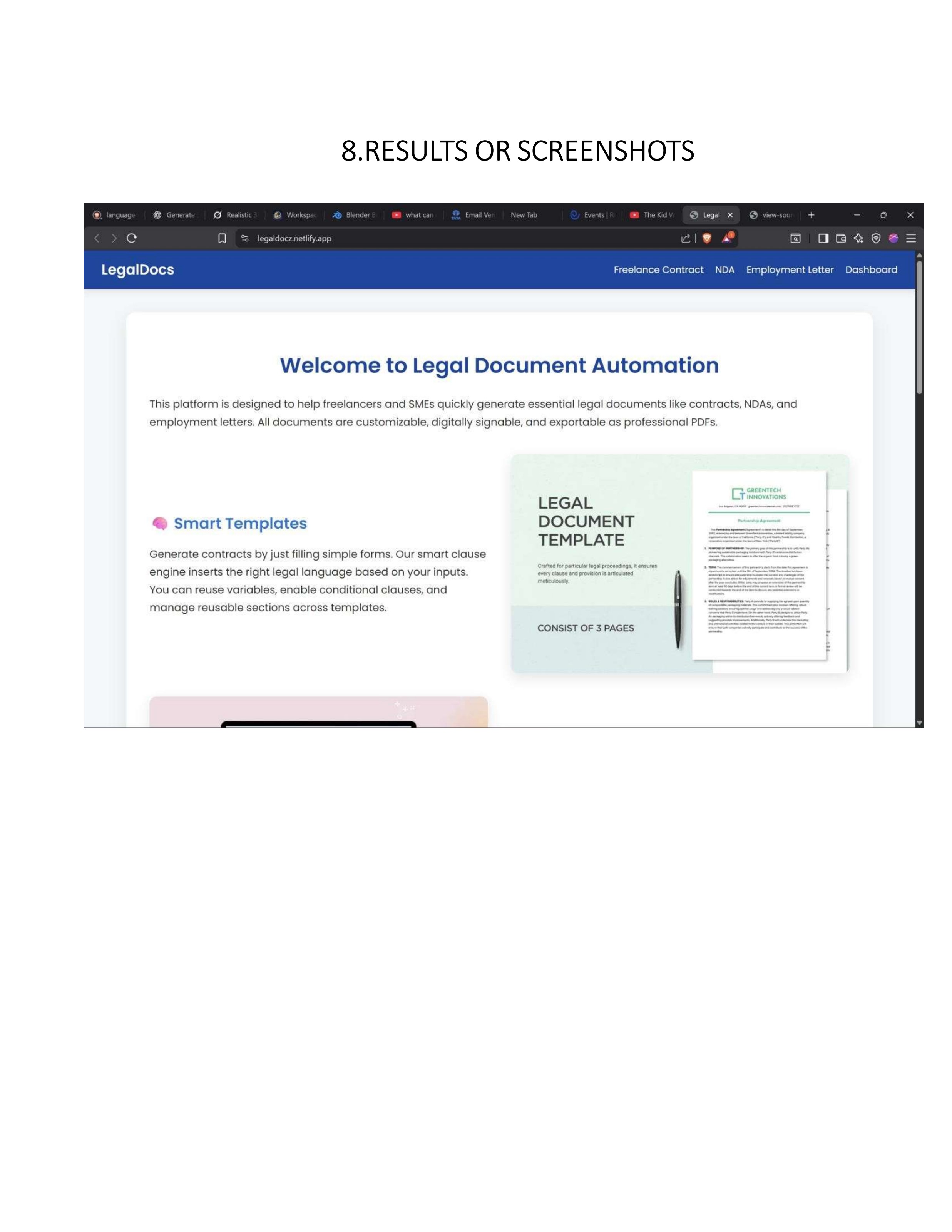 Legal dashboard