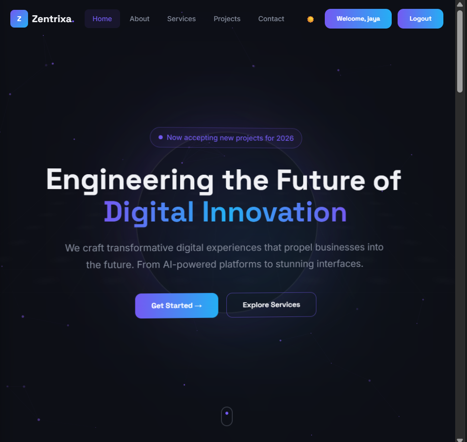 Zentrixa Labs website screenshot